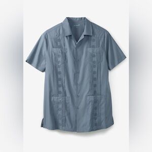Haband Guayabera Brand Blue short sleeve shirt